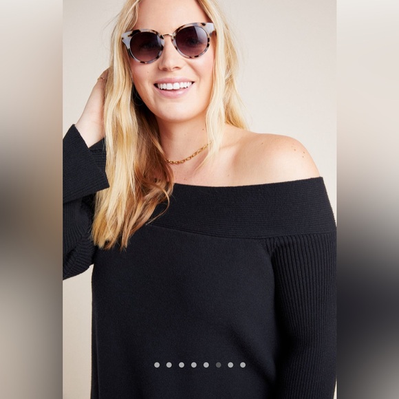 Anthropologie Elise Ribbed Tunic - boatneck black knit sweater - L - NWT - Picture 5 of 10